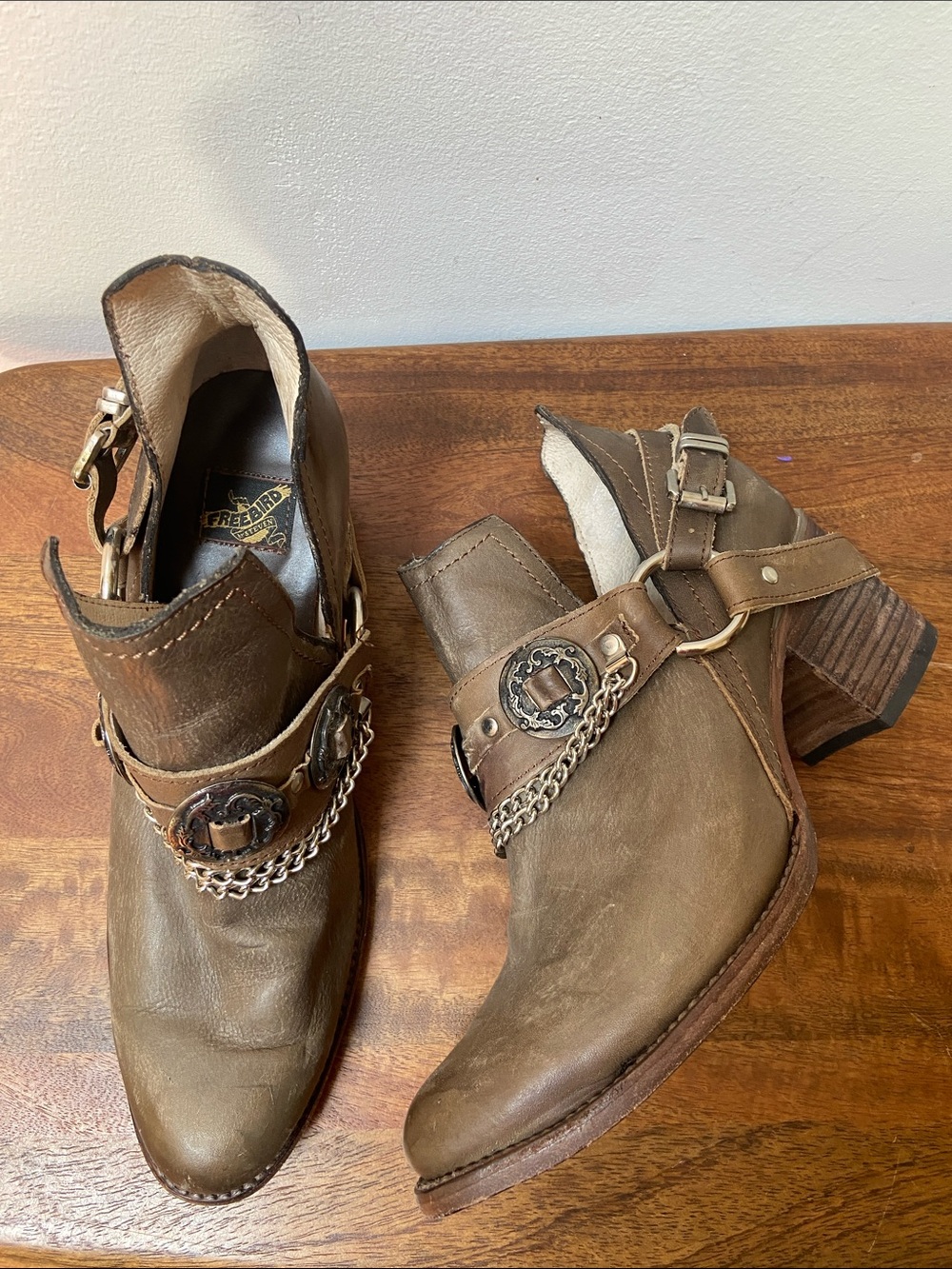 Freebird by Steven Mystic Leather Chain-Embellished Ankle Booties